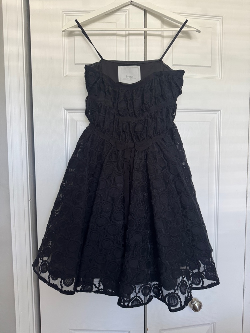 Pearl by Georgina Chapman Black Strapless Lace Party Dress
